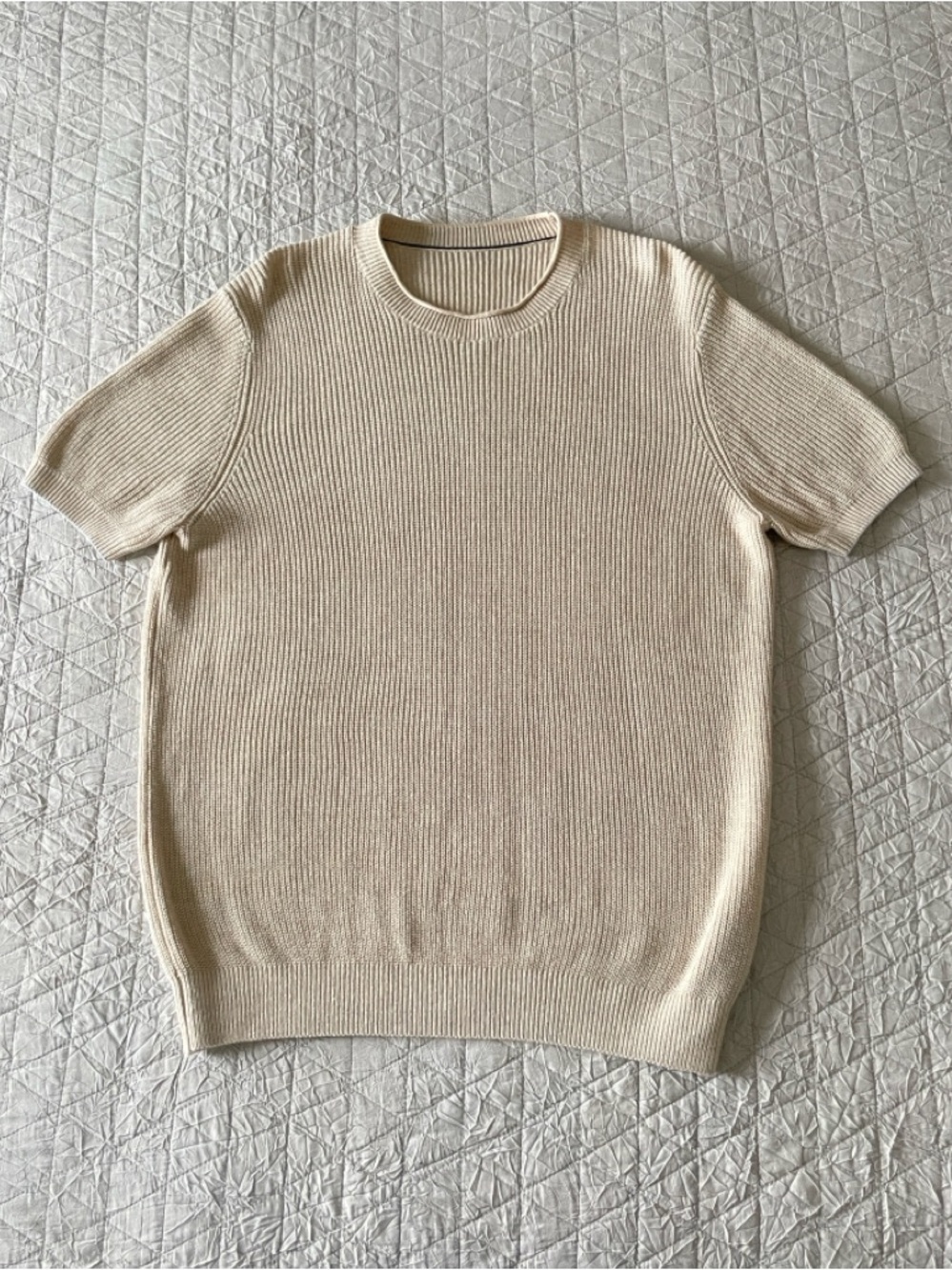 Knitted T-Shirt – Light Beige | Size Large